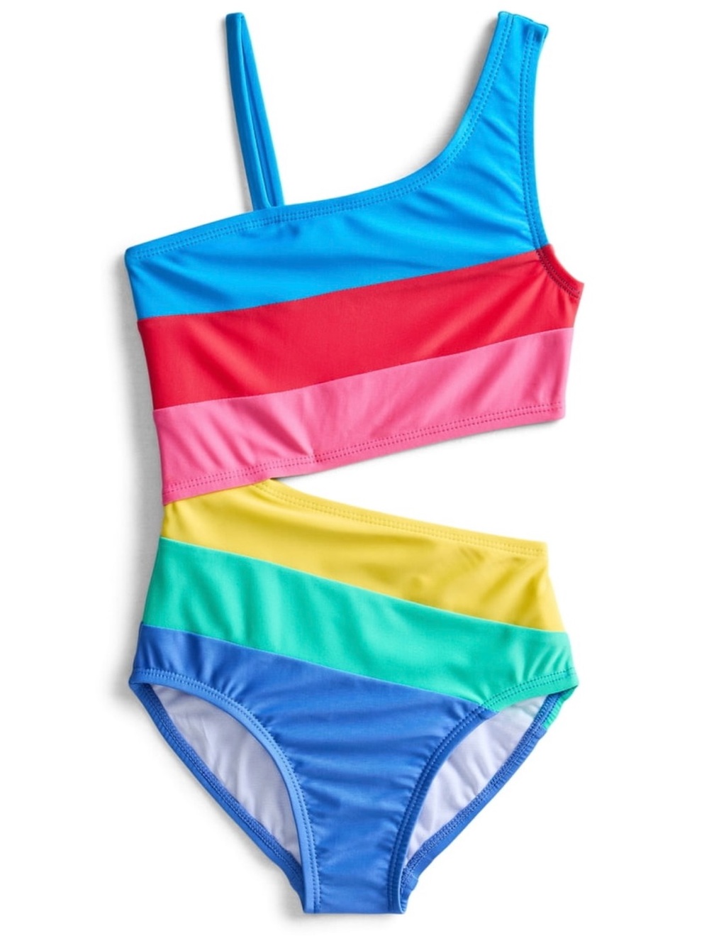 Wonder Nation Girls Stripe Cutout One Piece Swimsuit Size M8 & L(10-12) UPF 50+
